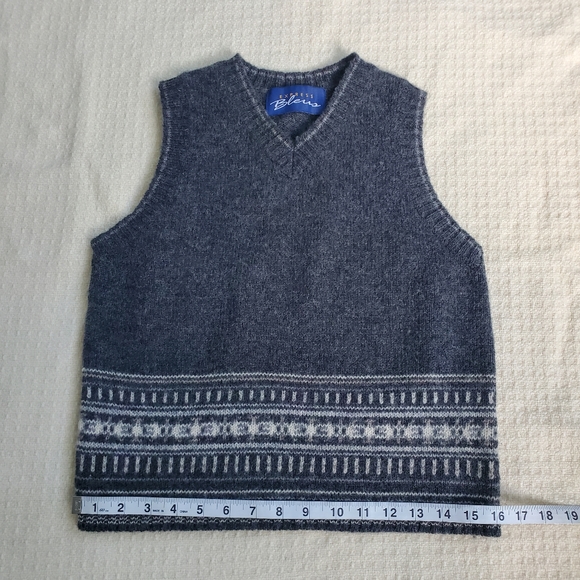 Wool sweater vest unisex size Small gray knit by Express Bleus - Picture 5 of 7